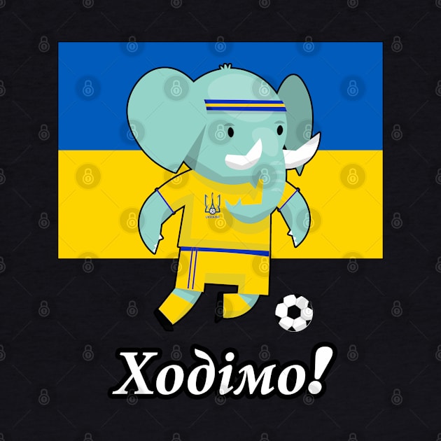 ⚽ Ukraine Football, Cute Elephant Kicks Ball, Ходімо! Team Spirit by Pixoplanet